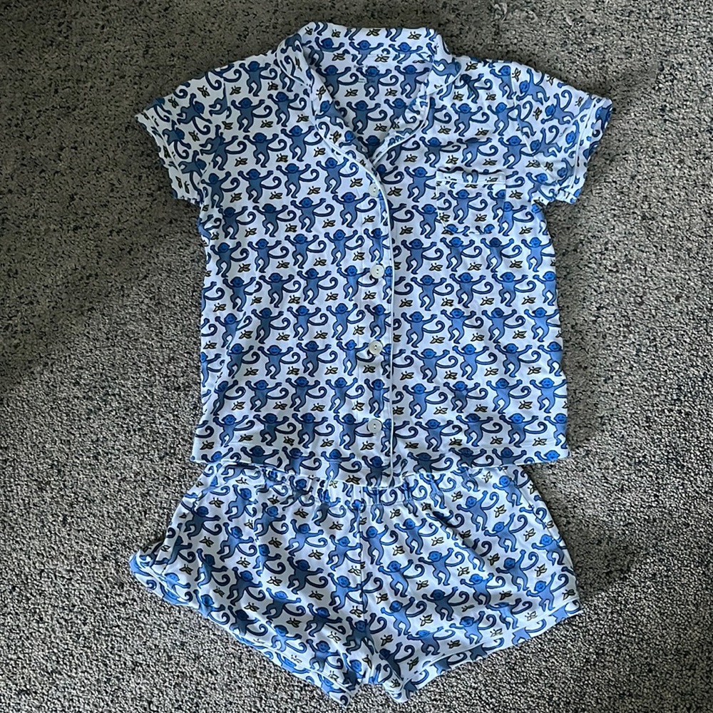 PLEASE NEGOTIATE - Roller rabbit blue monkey pajama short set